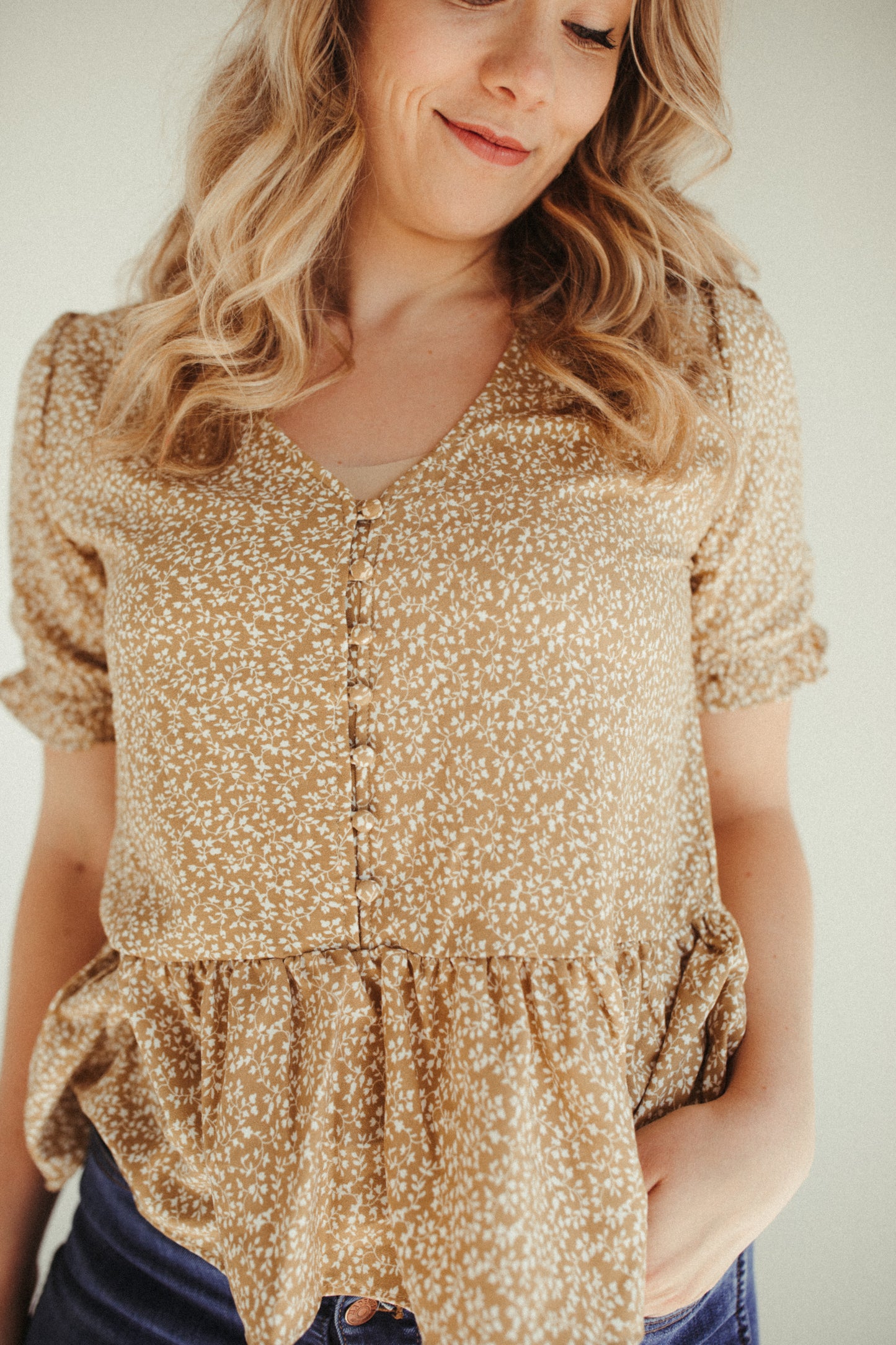 Tan Floral Top