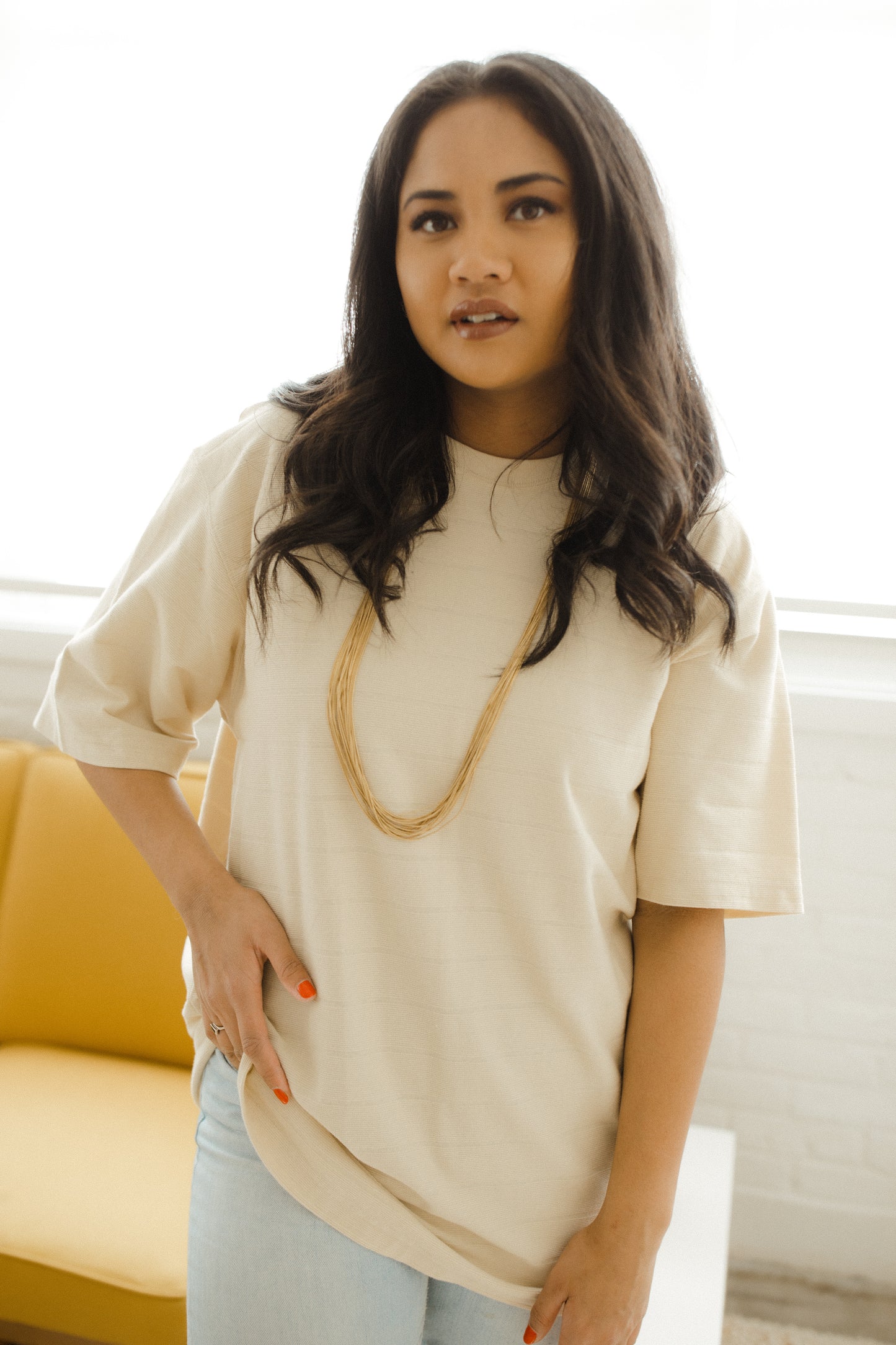 Textured Tan Tee Shirt