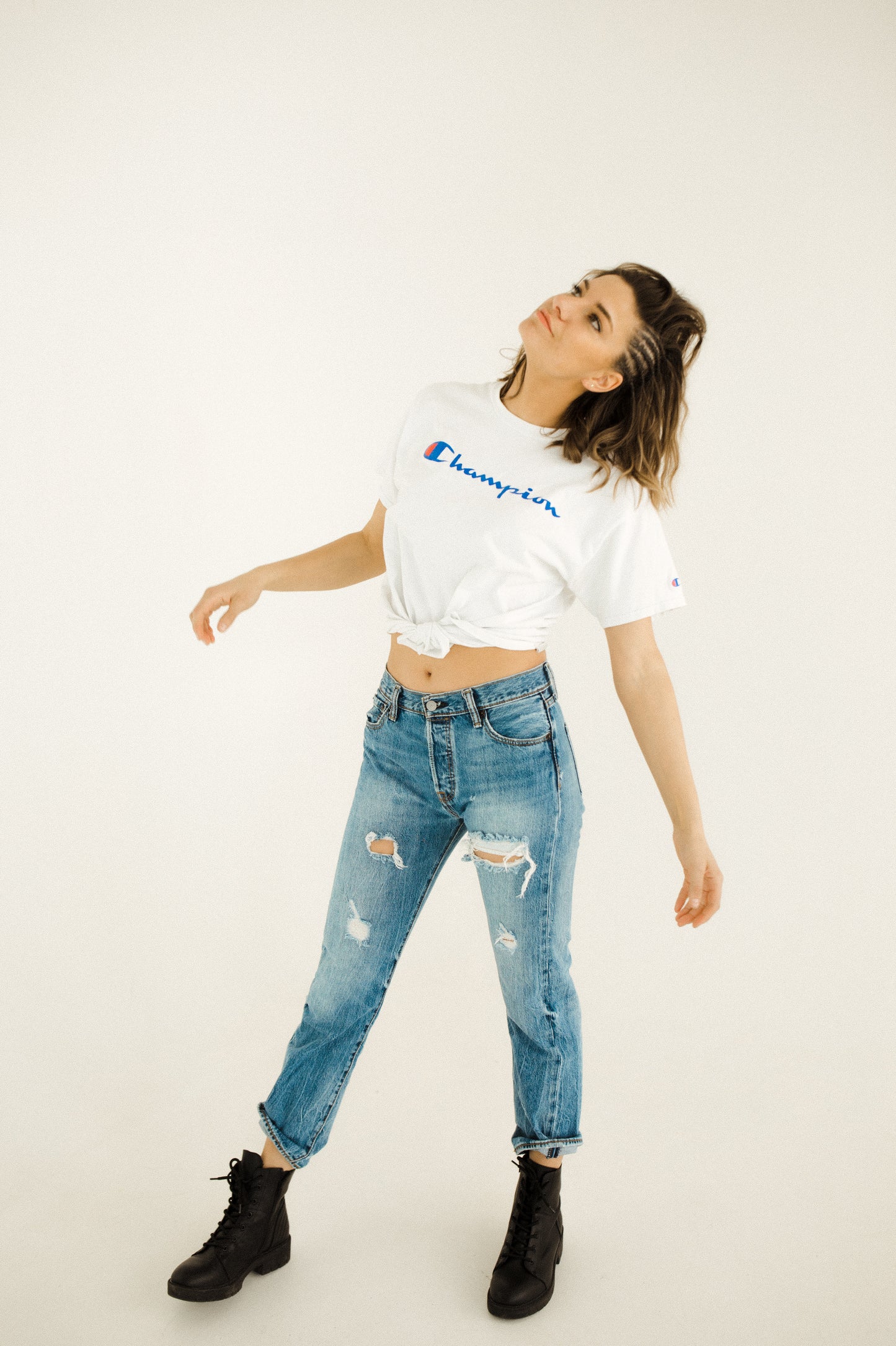 White Champion Tee