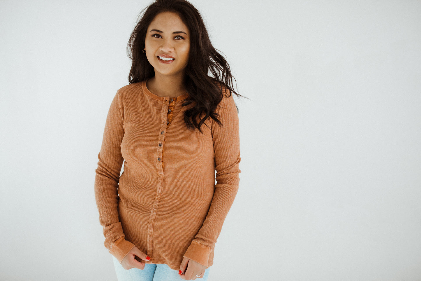 Waffle Henley in Clay