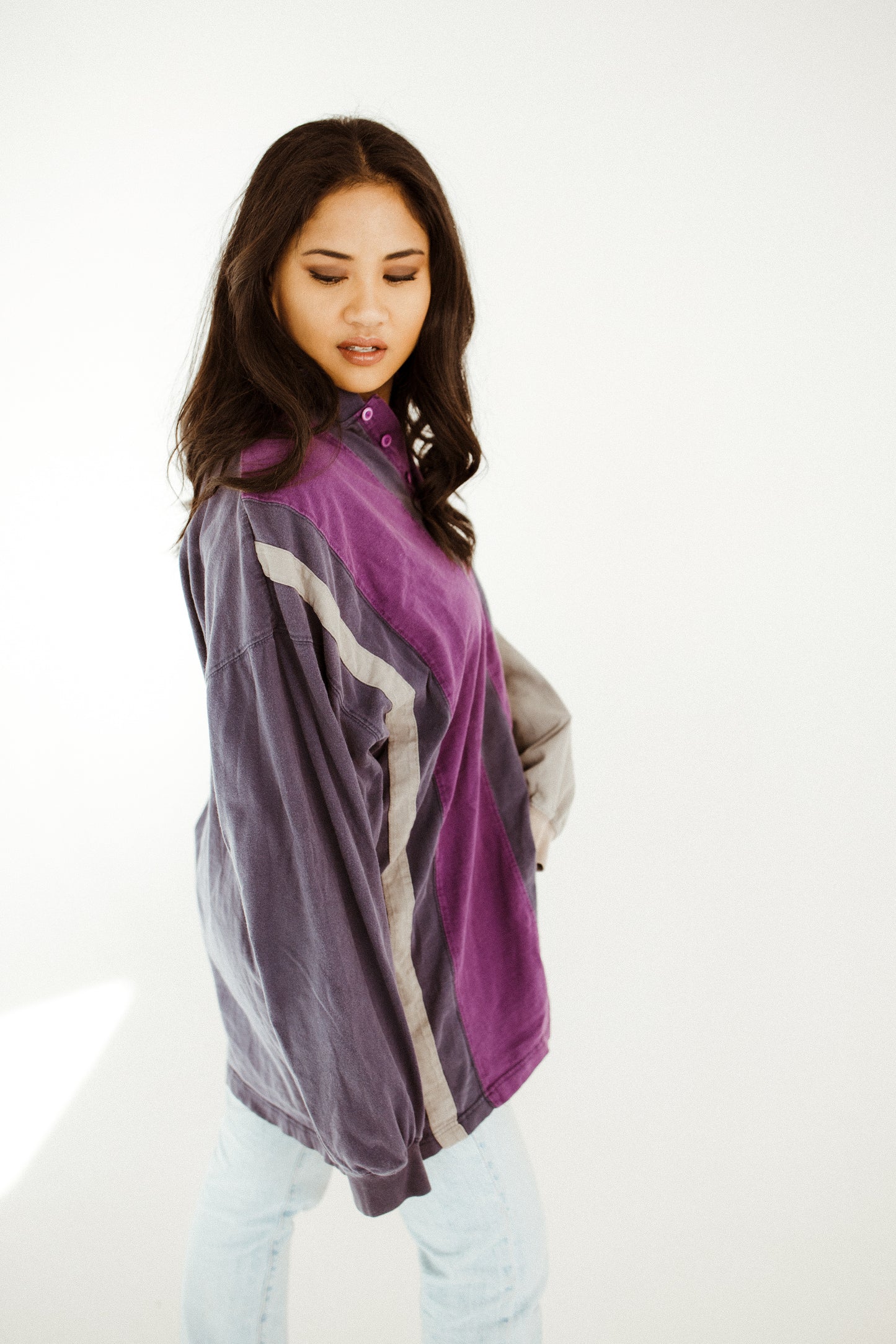 70's Long Sleeve - Purple and Teal