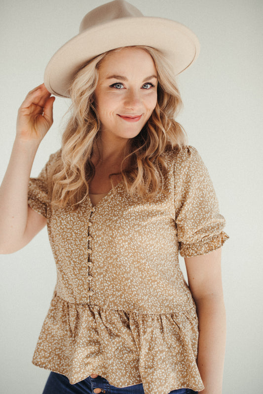 Tan Floral Top