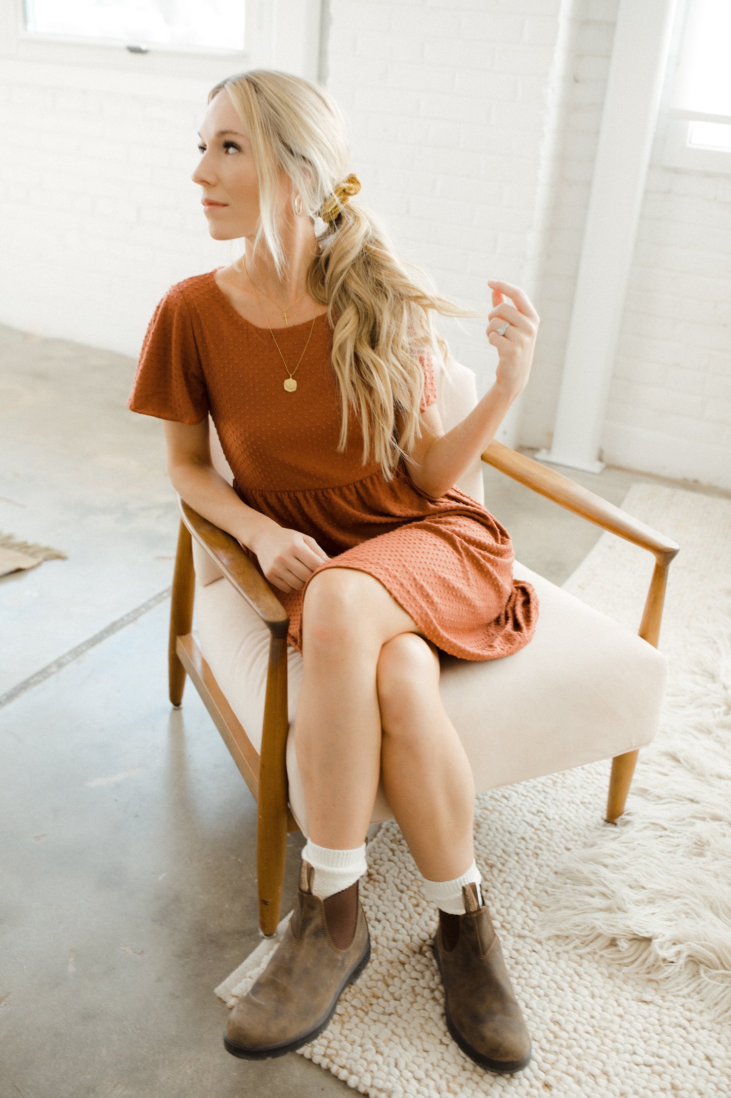 Rust Textured Dress