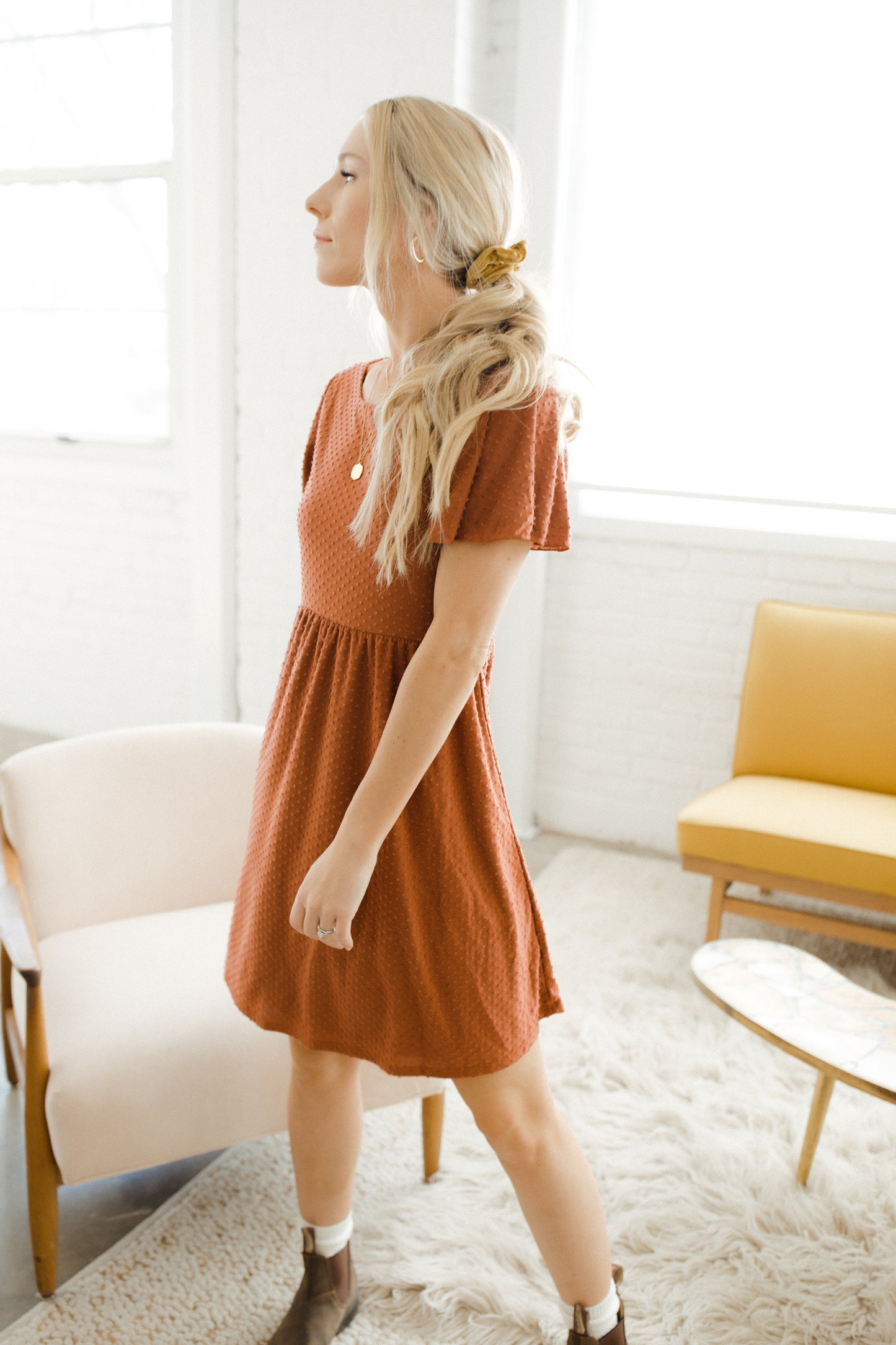 Rust Textured Dress