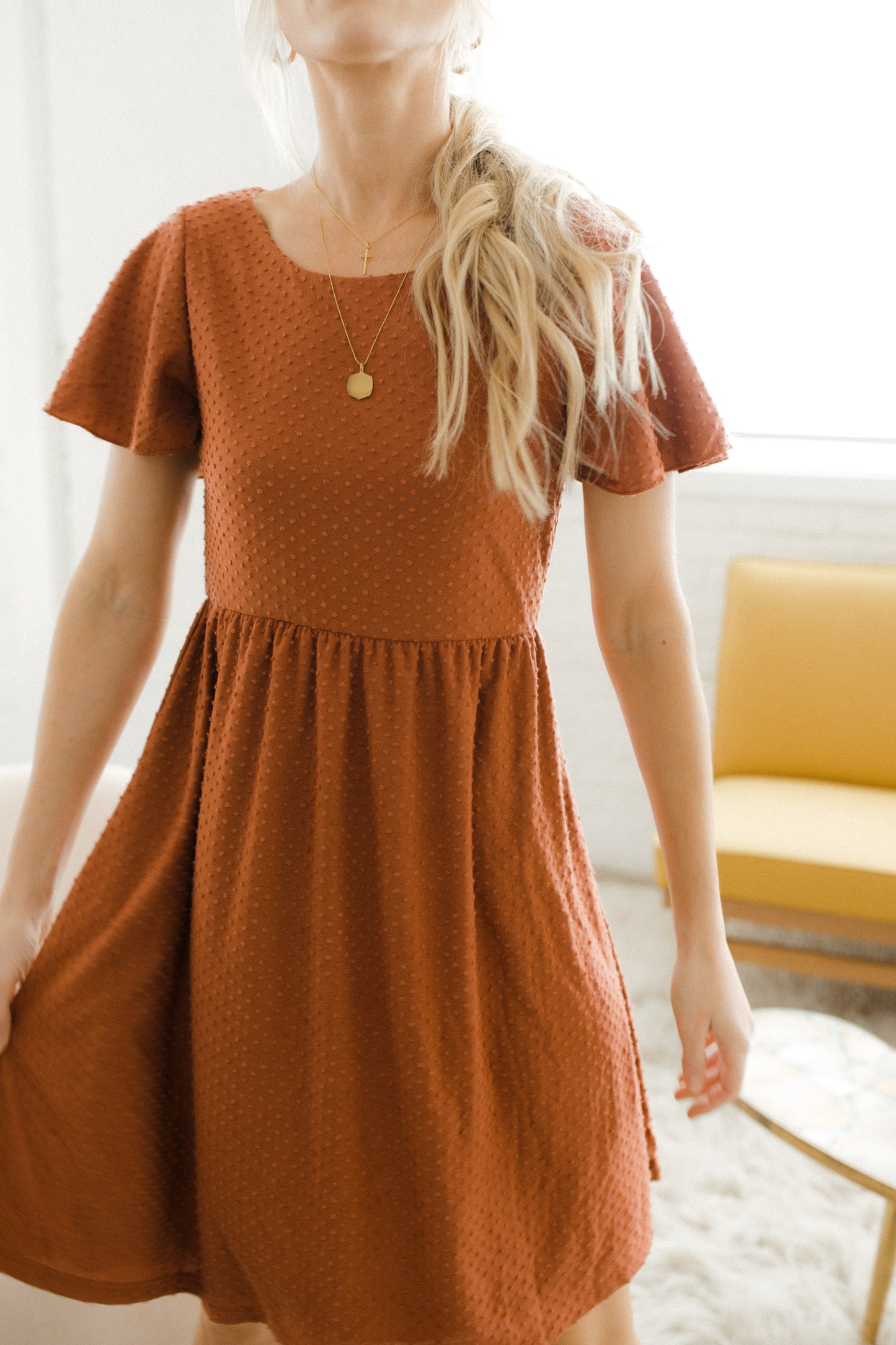 Rust Textured Dress