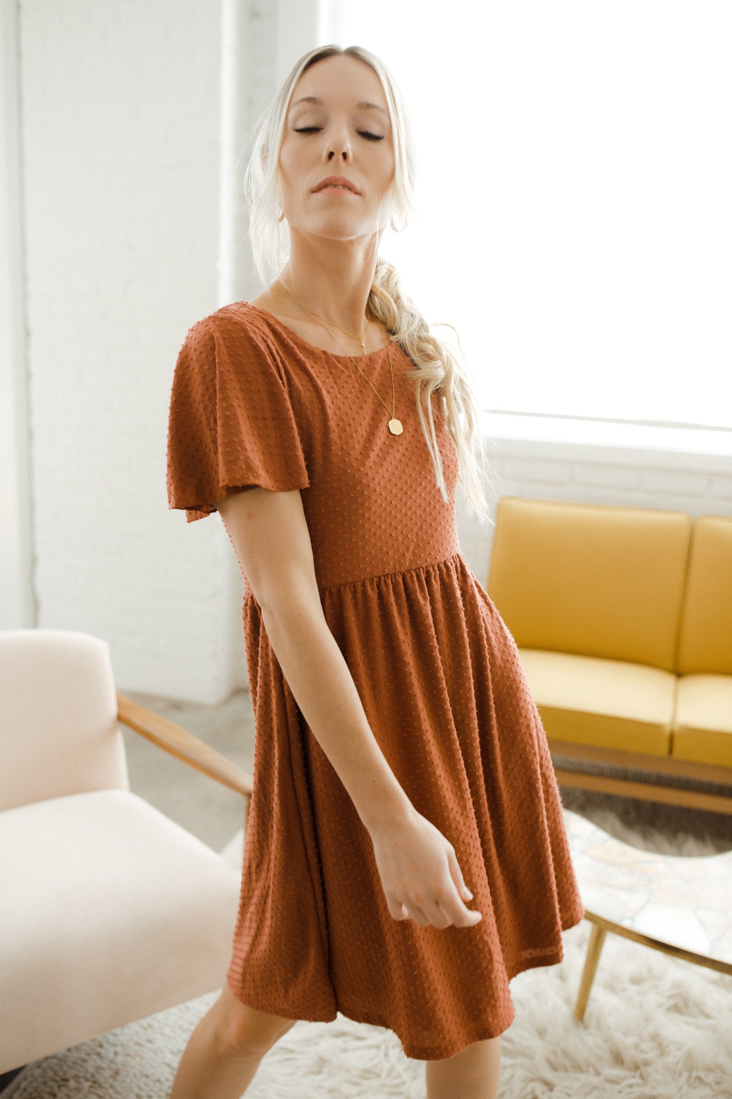 Rust Textured Dress