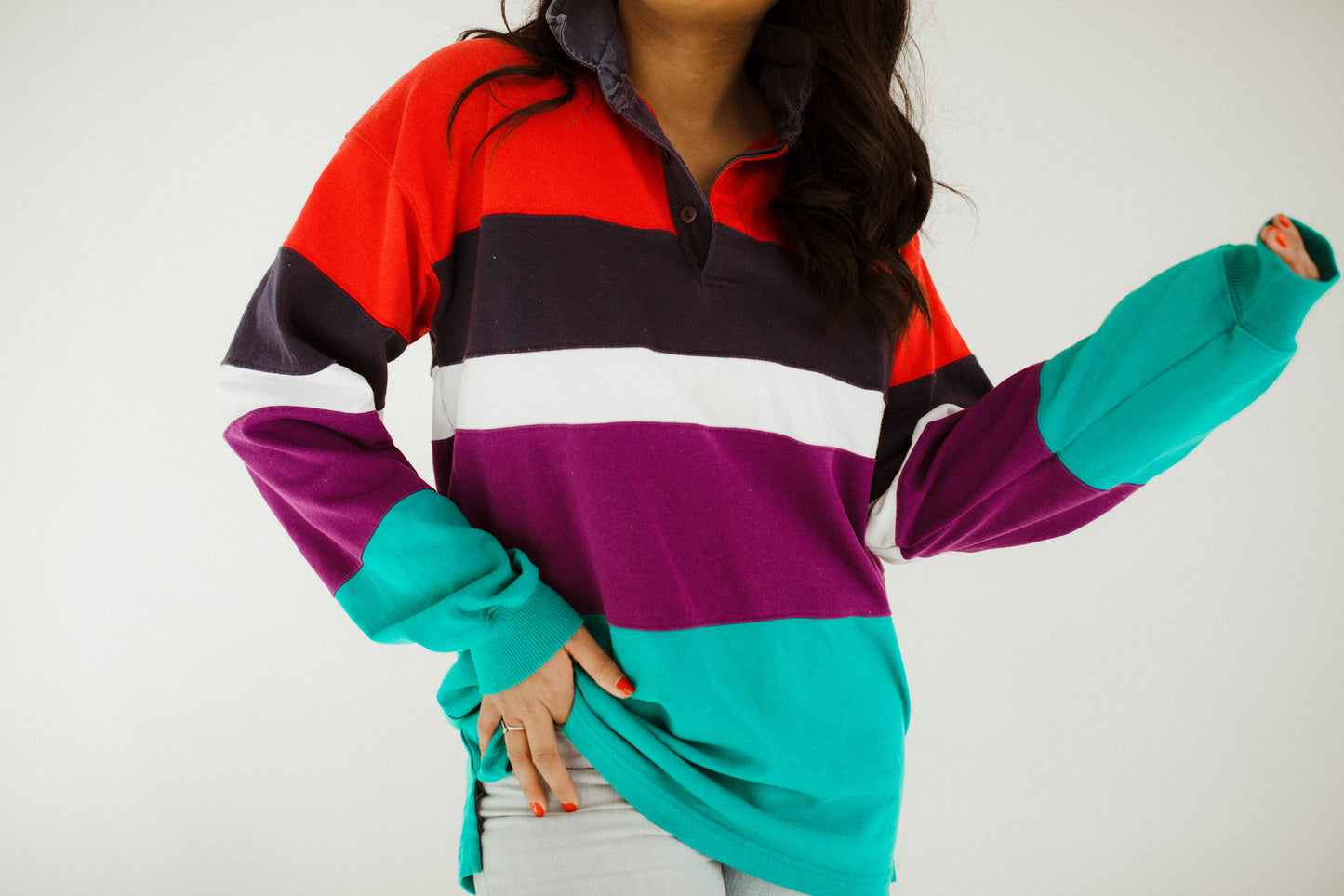70's Long Sleeve - Red, Purple, and Teal