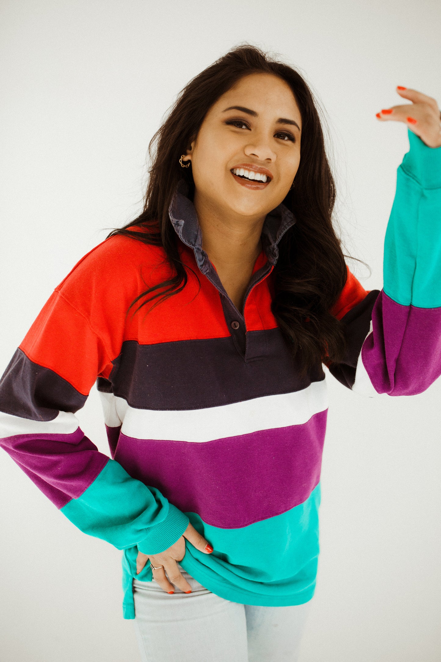 70's Long Sleeve - Red, Purple, and Teal