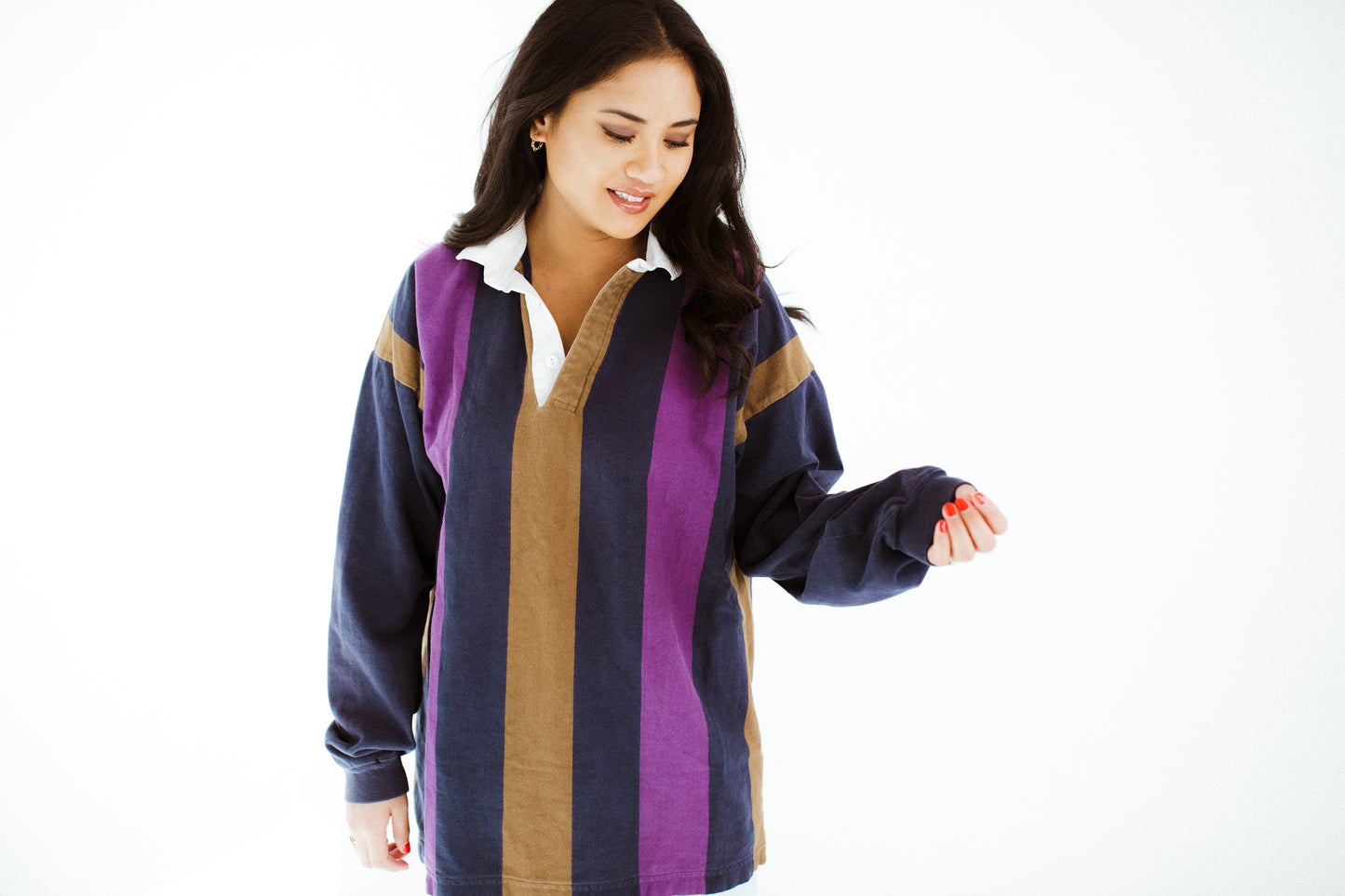 70's Striped Long Sleeve - Brown and Purple